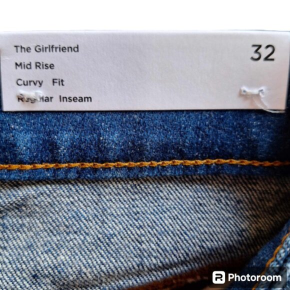 Loft The Girlfriend Mid-Rise Curvy Fit Blue Jeans Size 32/14 - Picture 8 of 11